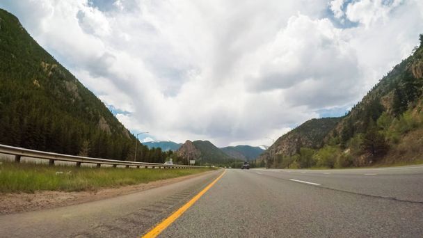 Driving West through the mountains on interstate highway I70. - Photo, Image