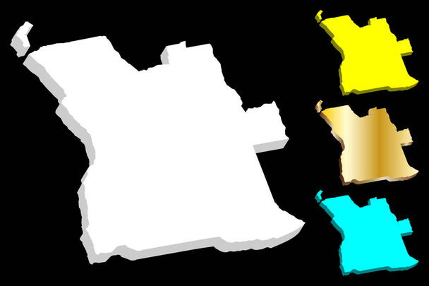 Mappa 3D dell'Angola (Repubblica dell'Angola) - bianco, giallo, blu e oro - illustrazione vettoriale
 - Vettoriali, immagini
