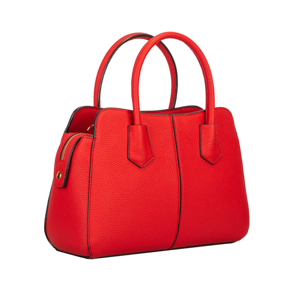 Κόκκινη τσάντα από ματ δέρμα σαγρέ υφής που απομονώνονται σε λευκό φόντο - Φωτογραφία, εικόνα