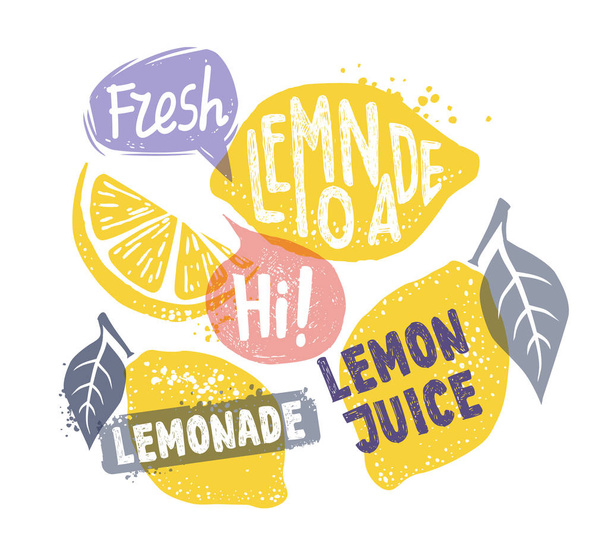 lemon with leaf and text - Vektor, obrázek