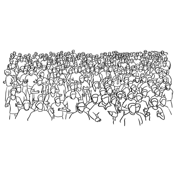 maratoni futó vektoros illusztráció vázlatot doodle kézzel rajzolt, fekete vonalakkal, elszigetelt fehér background - Vektor, kép