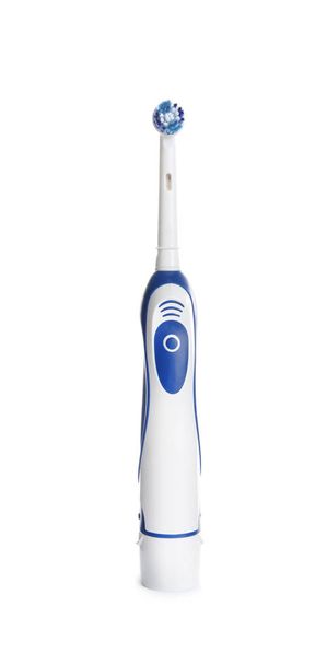 Electric toothbrush on white background. Dental care - Fotoğraf, Görsel