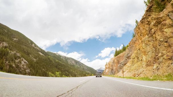 Driving on interstate highway I-70 in the mountains. - Photo, Image