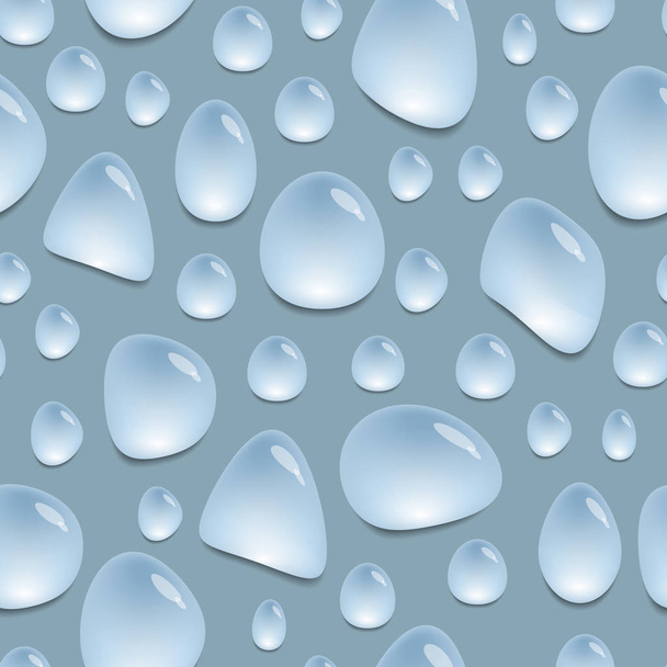 Naadloze patroon met waterdruppels, achtergrond met blauwe water vlekken, vector behang, eps 10 - Vector, afbeelding