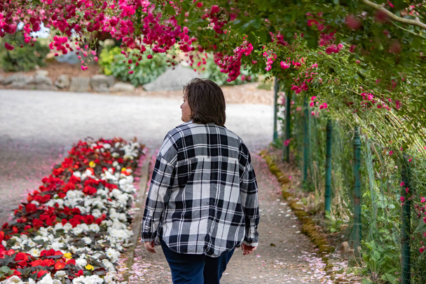 donna dai capelli scuri in un giardino di rose
 - Foto, immagini