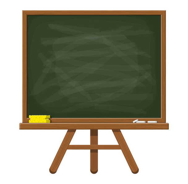 Empty green chalkboard with wooden frame. - Vector, Image