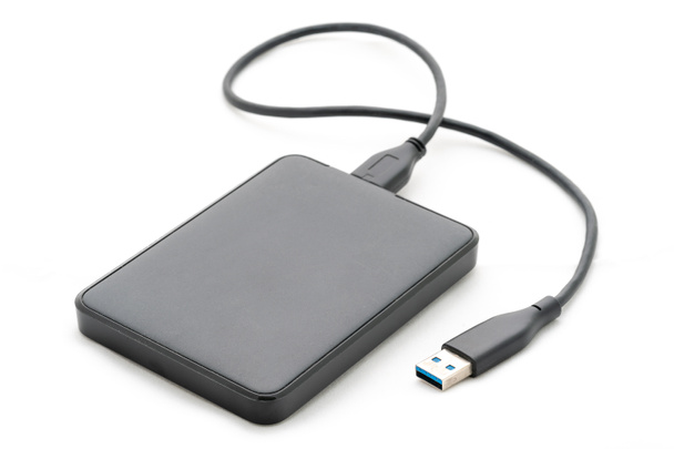 externe Festplatte oder Festplatte, HDD, isoliert auf weißem Hintergrund - Foto, Bild
