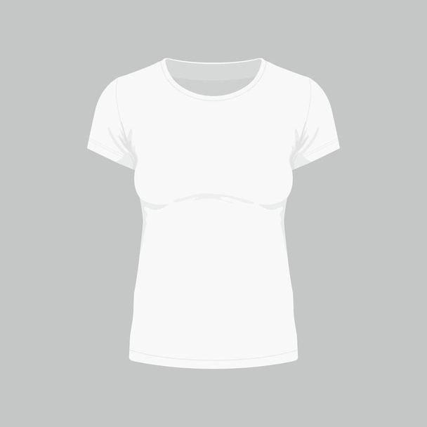 Vista frontal de la camiseta blanca de las mujeres sobre fondo blanco
 - Vector, Imagen