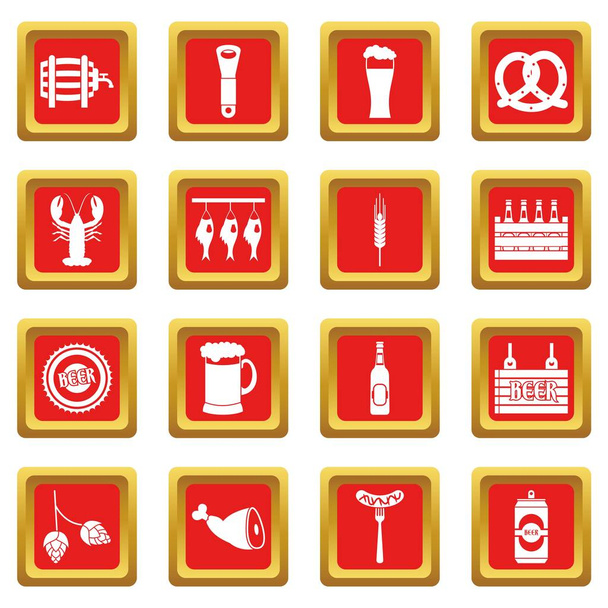 Beer icons set red - Wektor, obraz