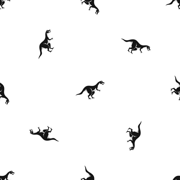 Theropod dinosaur pattern seamless black - Vetor, Imagem