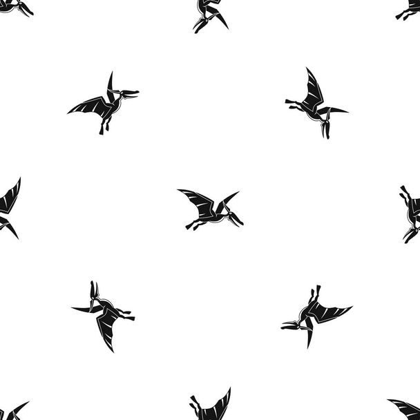 Pterosaurs dinosaur pattern seamless black - Vector, Image