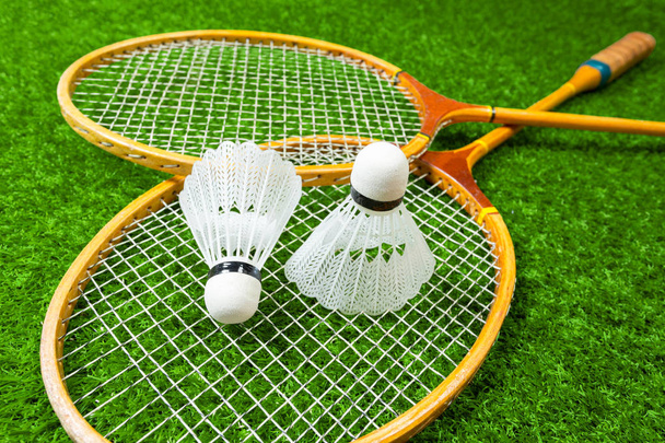 Badminton on grass, close up view - Photo, image