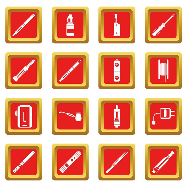 Vaping icons set red - Вектор,изображение