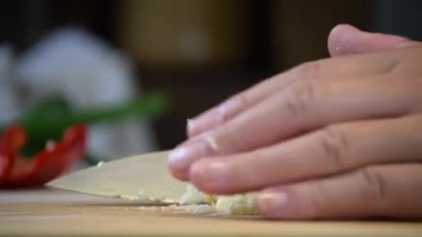 chopping cooking preparing food - Video, Çekim