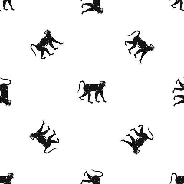 Monkey pattern seamless black - Vetor, Imagem
