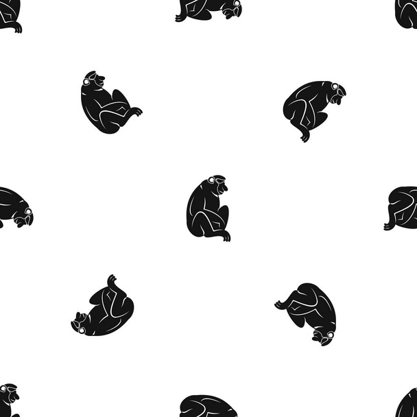 Orangutan pattern seamless black - Vetor, Imagem
