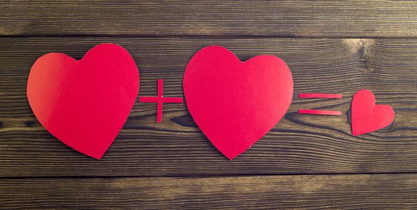 Hearts on a wooden background - Fotó, kép