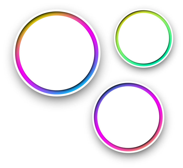 Set of white round background templates with colorful spectrum frame. Vector paper illustration - Vetor, Imagem