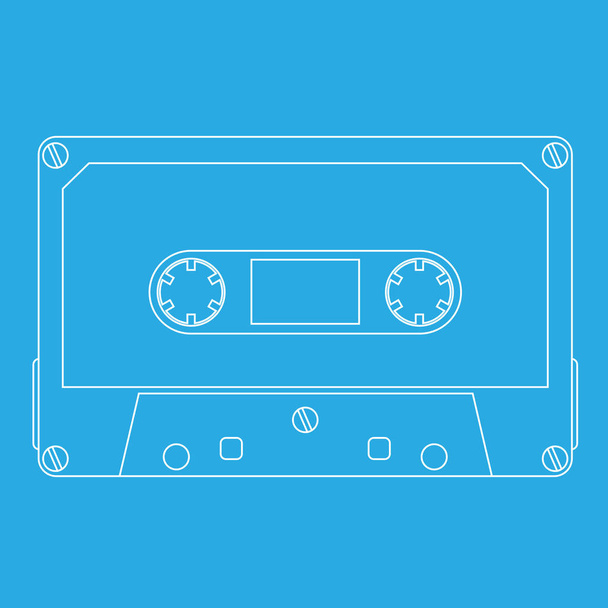 Audio tape cassette on cyan background - Vector, Image