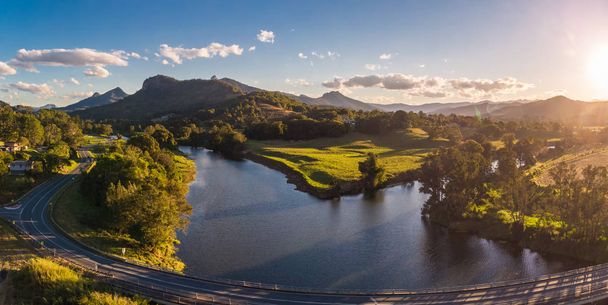 Drone view of Tweed River and Mount Warning, New South Wales, Australia - Zdjęcie, obraz