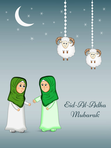 Εικονογράφηση του φόντου για την ευκαιρία της μουσουλμανικής γιορτής Eid-al-adha  - Διάνυσμα, εικόνα
