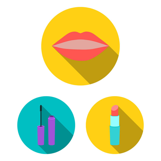 Makeup and cosmetics flat icons in set collection for design. Makeup and equipment vector symbol stock web illustration. - Vector, imagen
