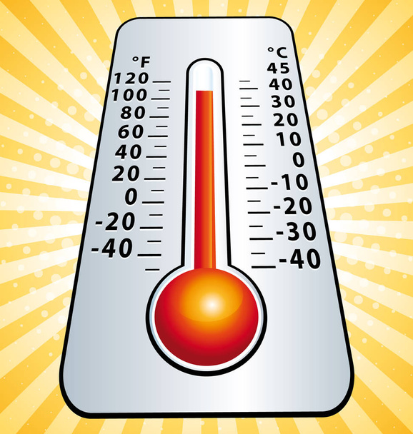 Heat wave. Maximum temperature thermometer. Vector illustration II. - Vettoriali, immagini