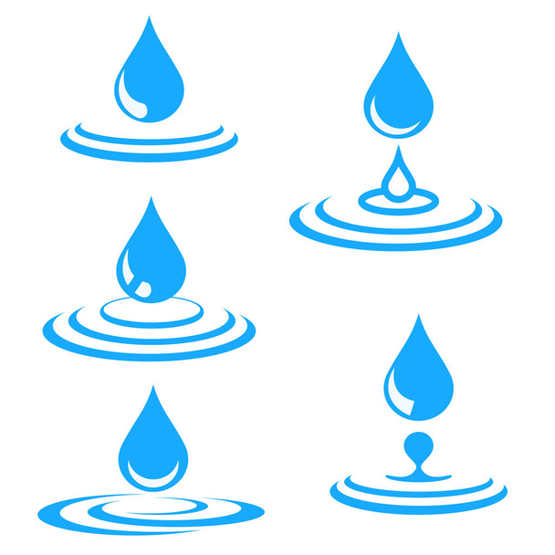 青い水滴とスプラッシュ、ベクトル図のセット - ベクター画像