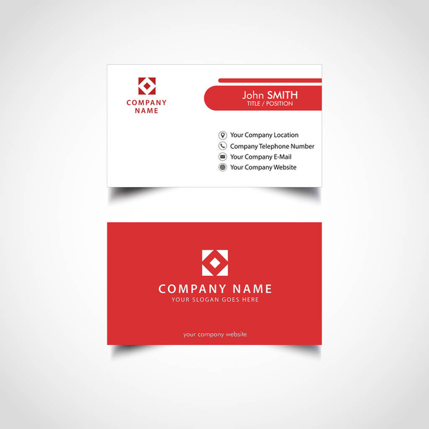  Simple Red and White Business Card Template, Vector, Illustration, Eps File - Vector, Image