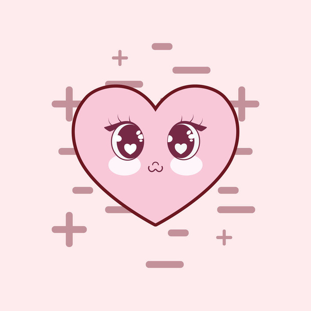 kawaii heart icon - Vetor, Imagem