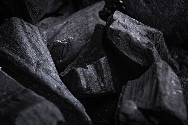 black industrial coal pieces, charcoals pieces - Foto, Imagem
