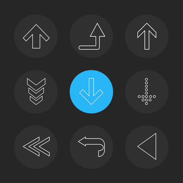 arrows directions pointers creative icons set, vector design flat collection - Vector, afbeelding