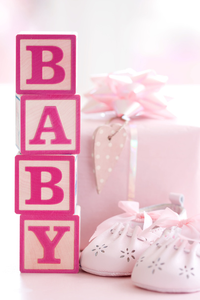 ピンクの赤ちゃんビルディング ブロック - 写真・画像
