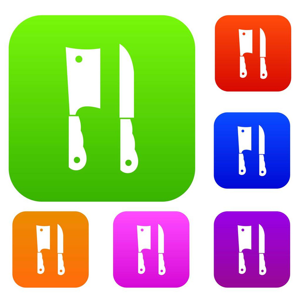 Kitchen knife and meat knife set collection - Vector, Image