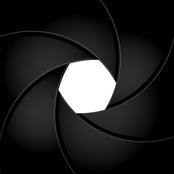 Camera sluiter diafragma - zwart frame - Vector, afbeelding