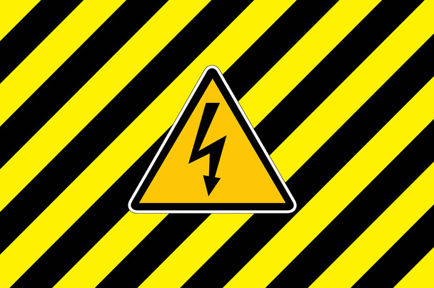 warning stripes with electricity triangle label - Photo, Image