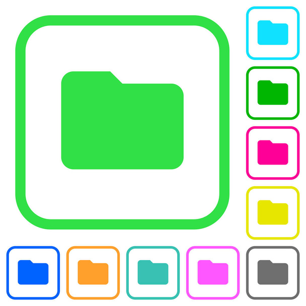Jednym folderze żywe kolorowe ikony płaski w zakrzywionych granic na białym tle - Wektor, obraz