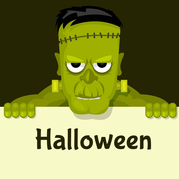 Frankenstein tient l'affiche d'Halloween
 - Vecteur, image