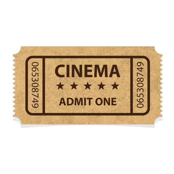 Retro cinema cardboard ticket on white background  - Vector, Image