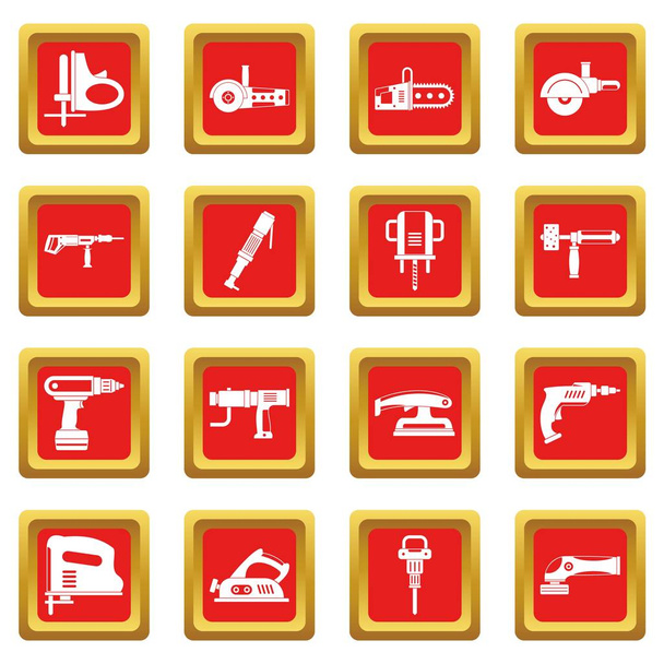 Electric tools icons set red - ベクター画像