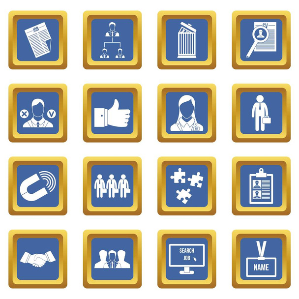 Human resource management icons set blue - Vector, Image