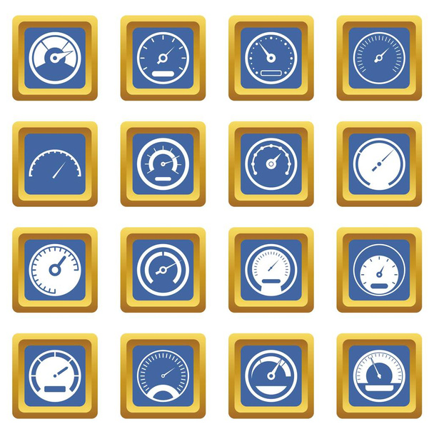 Speedometer icons set blue - Vektor, obrázek