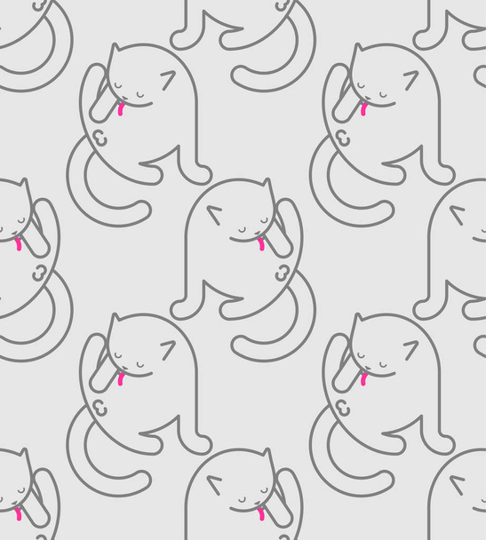 Cat washed pattern seamless. Home pet ornament. Animal texture. Vector illustratio - Διάνυσμα, εικόνα