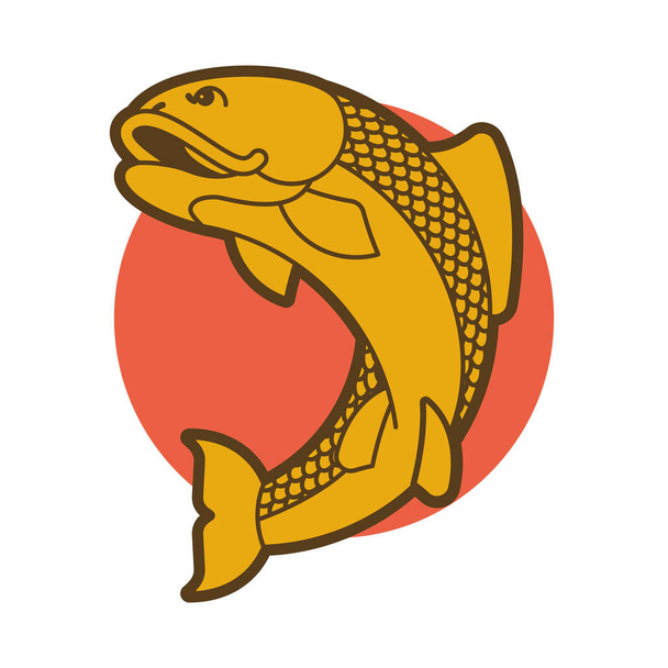 Fish emblem. Fishing club Fishermen sign. Vector illustratio - Vektör, Görsel