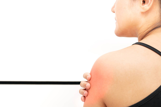 Молоді жінки шия і плечовий біль травми, охорона здоров'я і медична концепція
 - Фото, зображення
