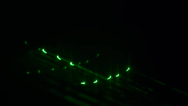 Zielone światło od lasera pada na wodzie - Materiał filmowy, wideo