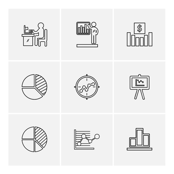 Different minimalistic flat vector app icons on white background - Vector, imagen