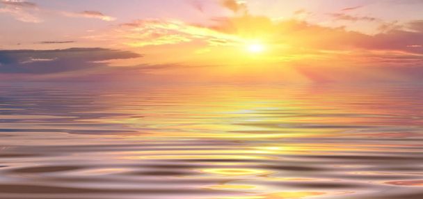 Auringonlasku väreilevällä vedellä
 - Valokuva, kuva