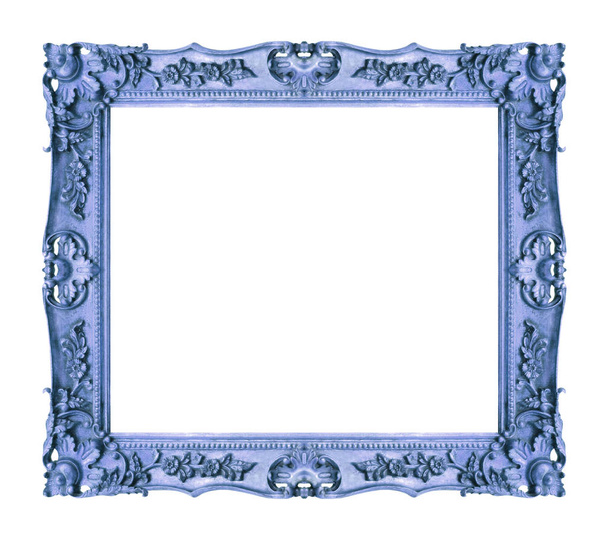 antieke blauw frame geïsoleerd op een witte achtergrond, uitknippad. - Foto, afbeelding