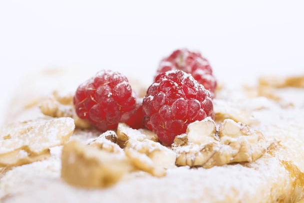 pancakes (crepes) with raspberries - healthy breakfas - Foto, Imagem